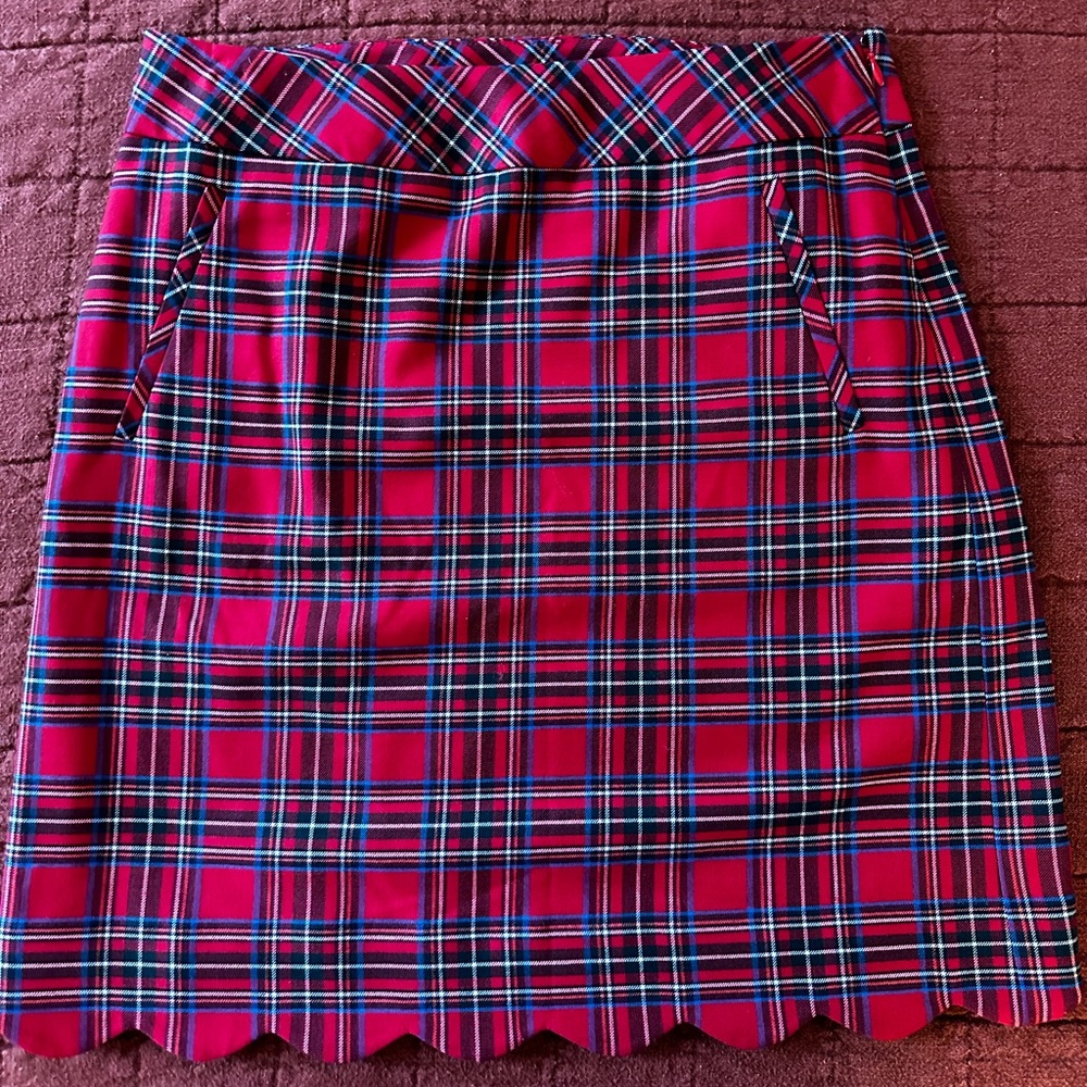 Stuart plaid scalloped pencil skirt, size 4
